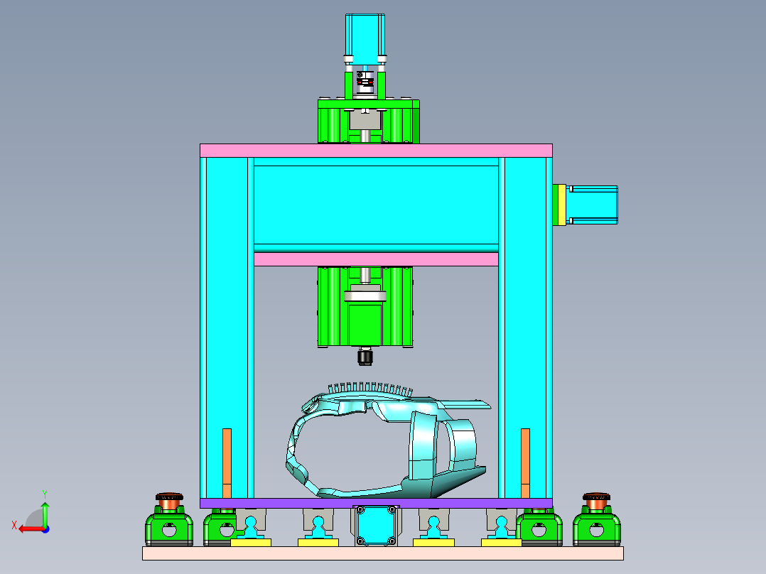 发动机外罩塑料壳毛边打磨专机设计后视图
