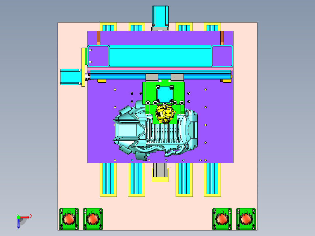 发动机外罩塑料壳毛边打磨专机设计俯视图
