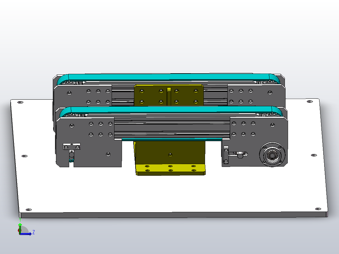 双皮带输送带，带张紧调节主视图