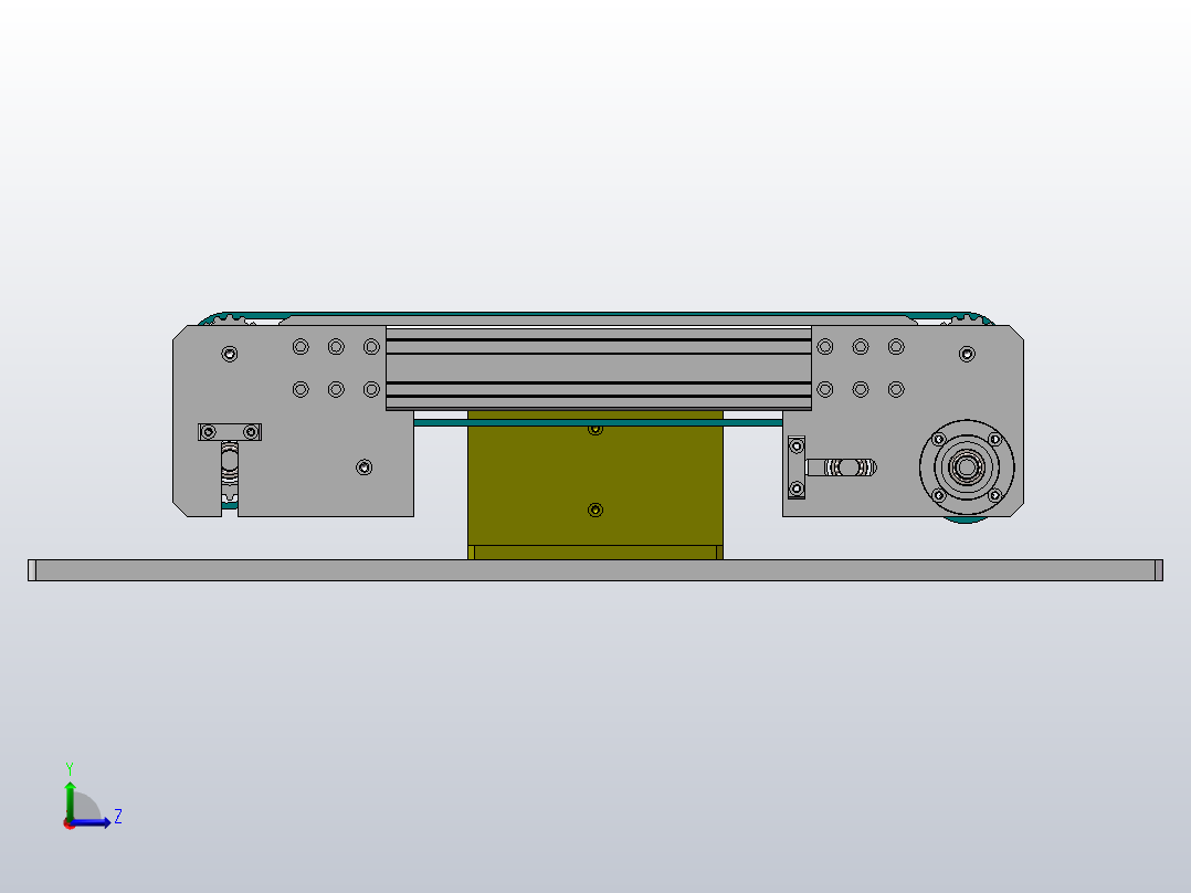 双皮带输送带，带张紧调节左视图
