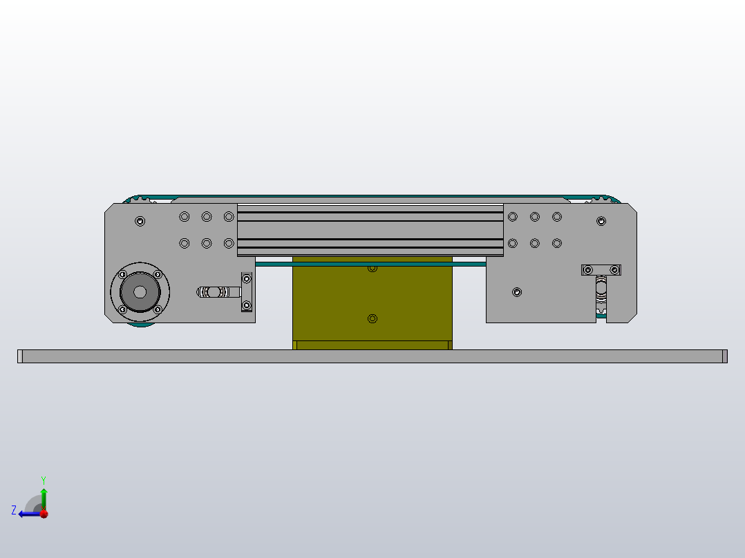 双皮带输送带，带张紧调节右视图