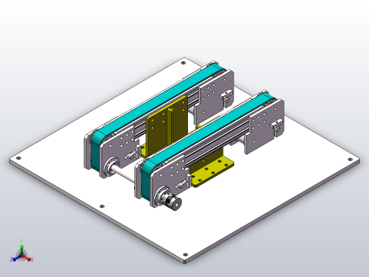 双皮带输送带，带张紧调节正等轴测缩略图