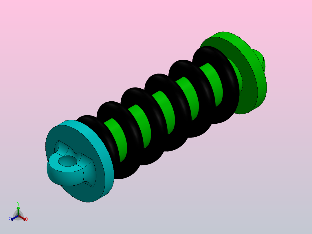 冲击和弹簧正等轴测图