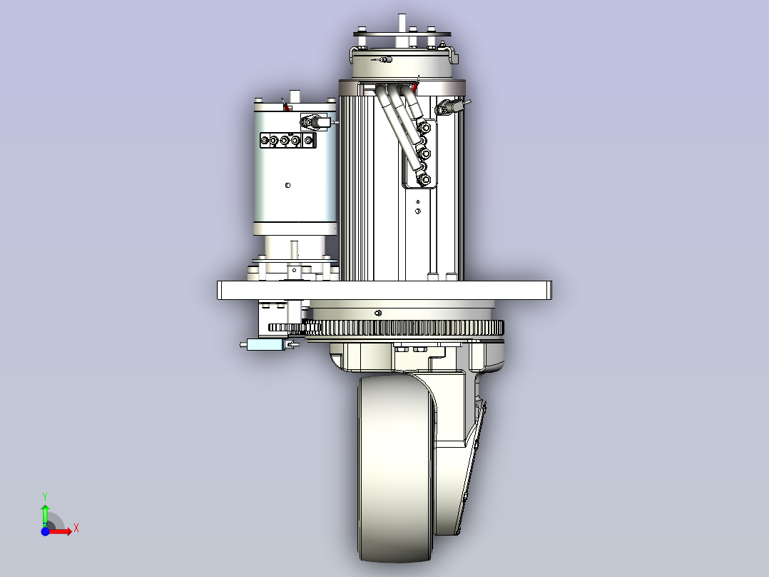 AGV小车舵轮3D图纸三维模型前视图