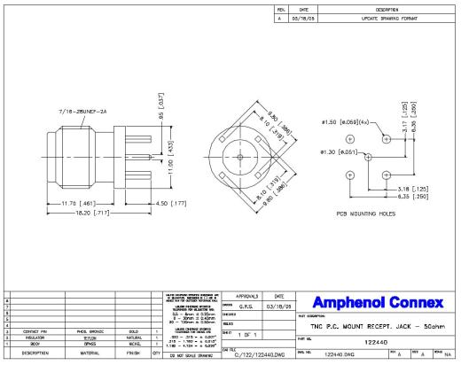 11 GHz TNC同轴隔板垂直PCB连接器缩略图