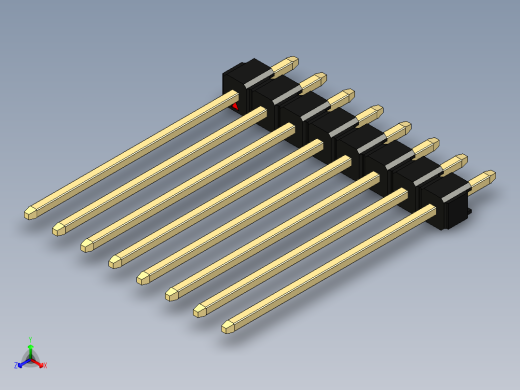 彩色公头100mil（2.54mm）系列-DS1021_black_1x08p_100mil_Type19_rev1.0正等轴测缩略图
