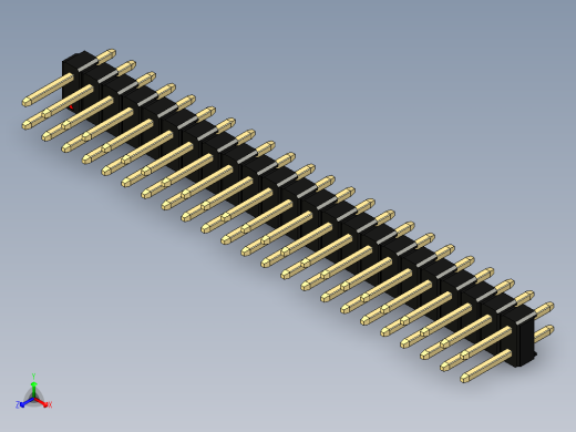 彩色公头100mil（2.54mm）系列-DS1021_black_2x23p_100mil_Type1_rev1.0正等轴测缩略图