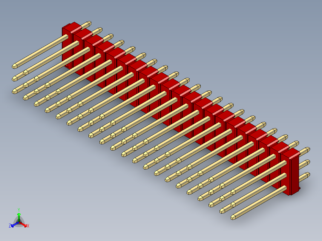 彩色公头100mil（2.54mm）系列-DS1021_red_3x21p_100mil_Type5_rev1.0主视图