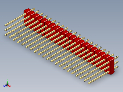 彩色公头100mil（2.54mm）系列-DS1021_red_3x21p_100mil_Type5_rev1.0正等轴测缩略图