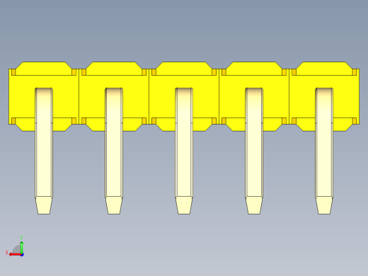 彩色公排针 100mil 2.54mm 系列-DS1022_yellow_1x05p_100mil_TypeD_rev1.0后视缩略图