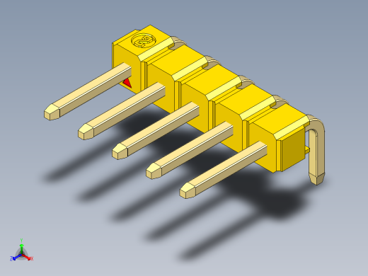 彩色公排针 100mil 2.54mm 系列-DS1022_yellow_1x05p_100mil_TypeD_rev1.0正等轴测缩略图