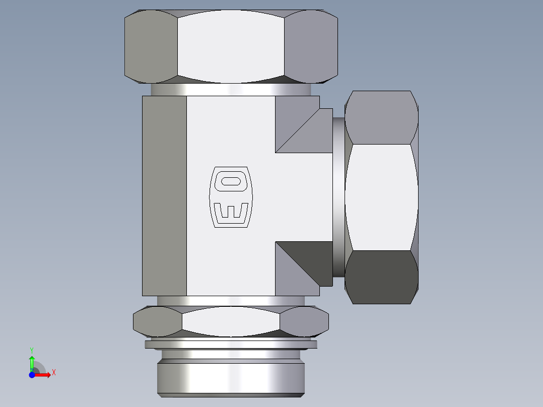卡套式工业通用硬管接头EO_Adjustable_locknut_run_tee_LEE42ZLMCF前视图