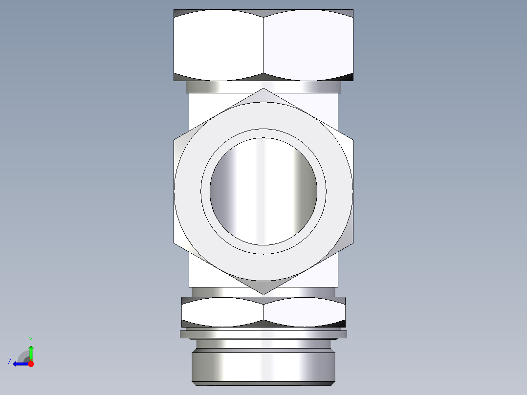 卡套式工业通用硬管接头EO_Adjustable_locknut_run_tee_LEE42ZLMCF右视图