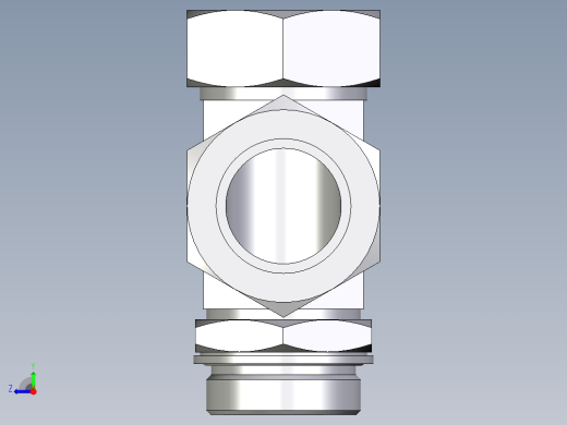 卡套式工业通用硬管接头EO_Adjustable_locknut_run_tee_LEE42ZLMCF右视缩略图