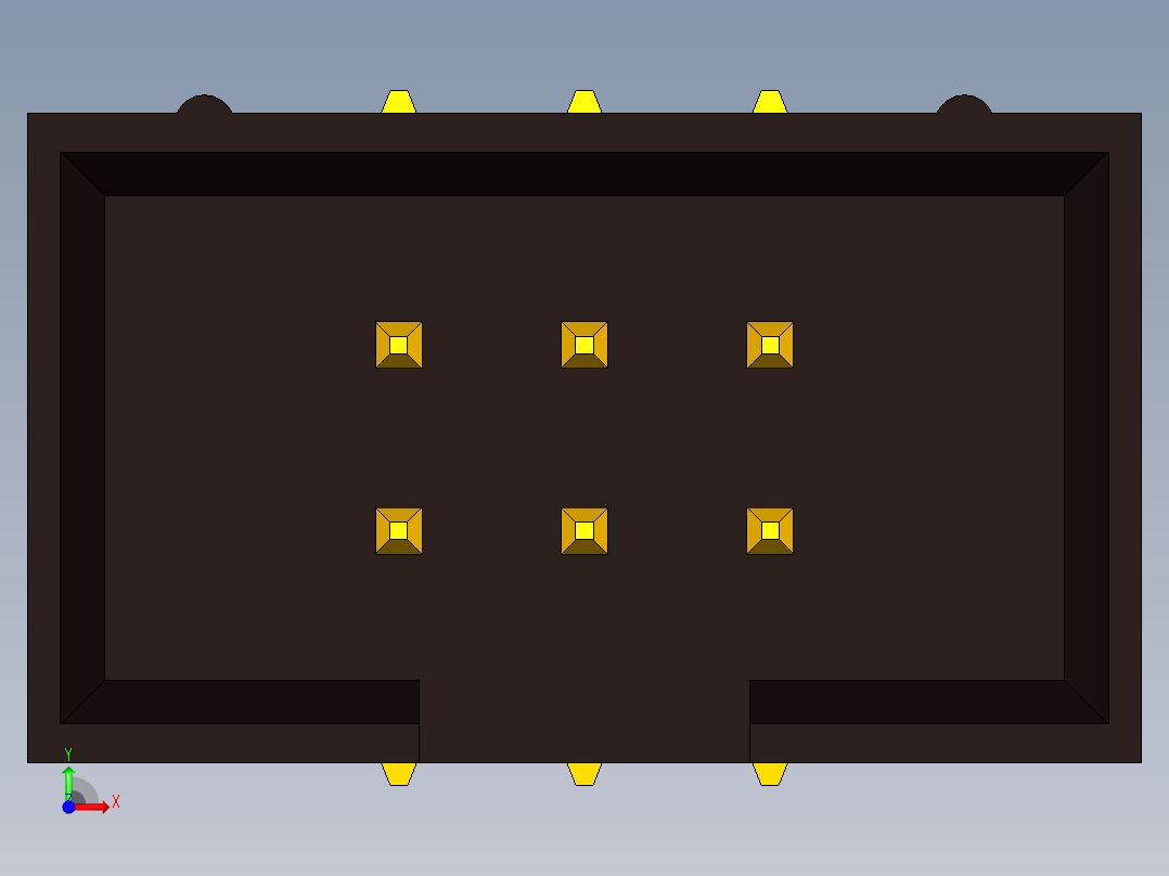 盒式接头2x3引脚间距2.54毫米SMD直前视图