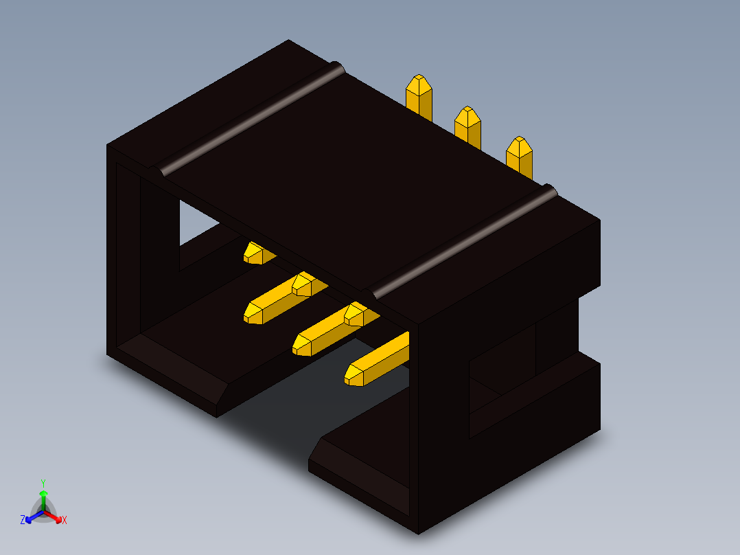 盒式接头2x3引脚间距2.54毫米SMD直正等轴测图