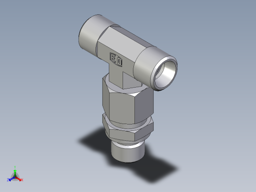 卡套式工业通用硬管接头EO_Assembled_adjustable_standpipe_branch_tee_EVT10LMOMD71正等轴测缩略图