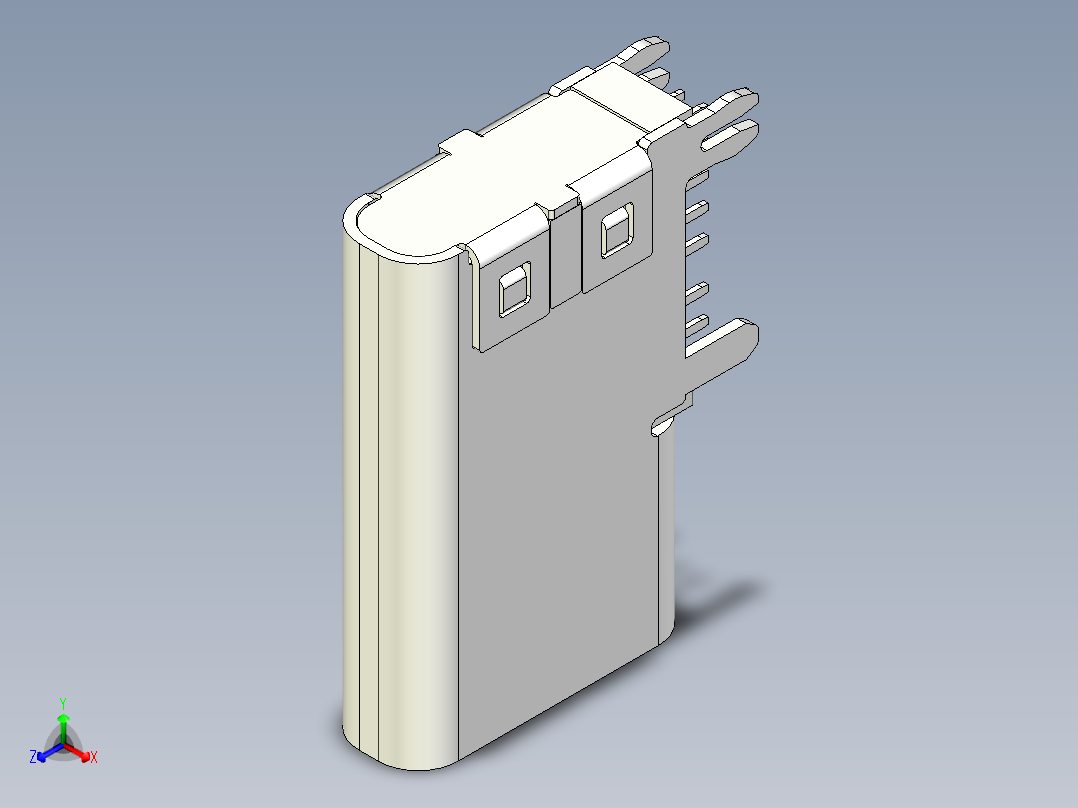 HROparts Elec TYPE-C-31-M-19垂直USB-C插孔正等轴测图