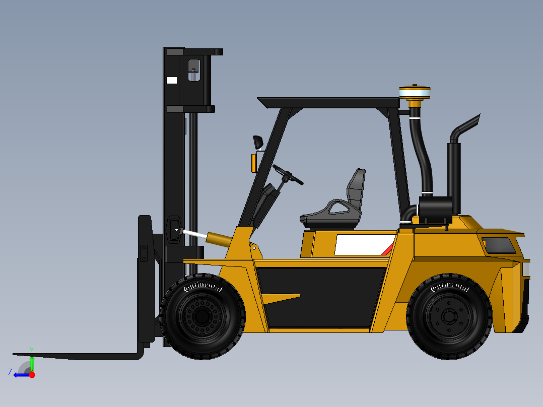 叉车、 卡特彼勒DP70 叉车 SW STP右视图