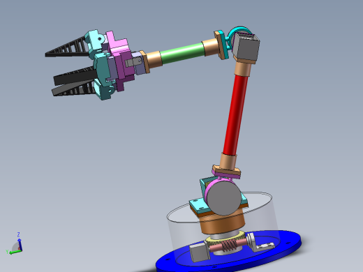三指采摘机械手4轴机械臂动画仿真sw18
