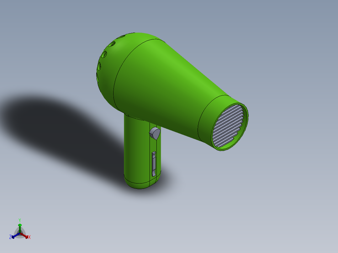 电吹风三维图正等轴测图
