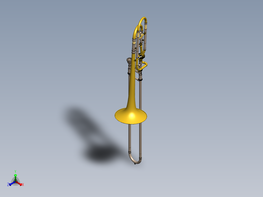 带 Thayer 阀门的巴赫斯特拉长号正等轴测图