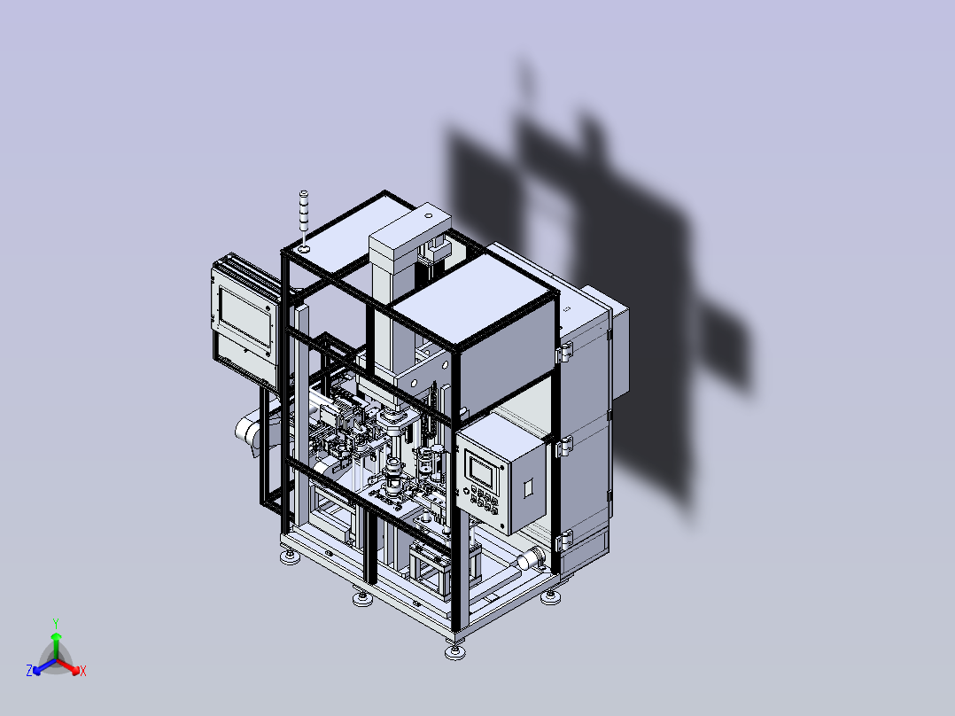 两CN前转向节压装机设备3D模型主视图