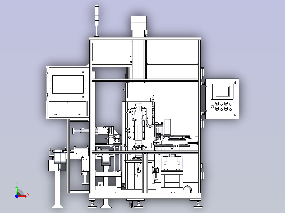 两CN前转向节压装机设备3D模型前视图