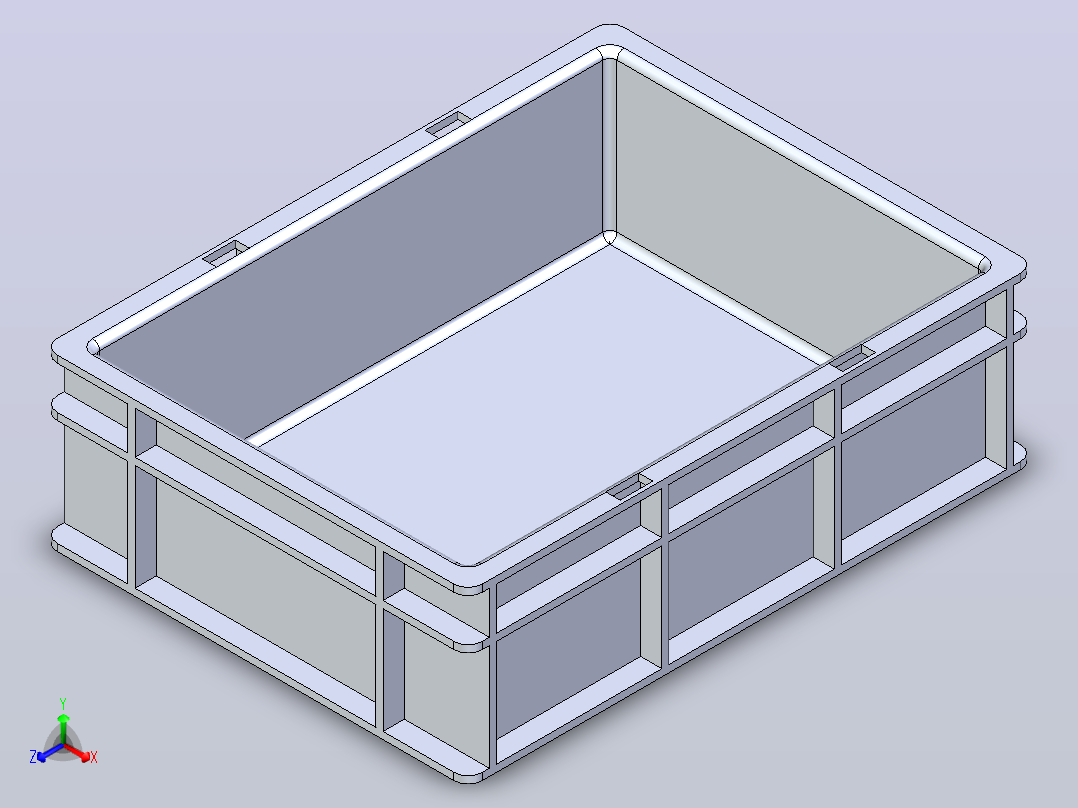 工业存储板条箱(400 x 300 x 120mm)正等轴测图