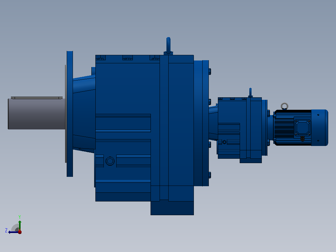 RF147R77法兰轴伸式组合型斜齿轮减速机RF147R77-Y0.18-4P-63-M1-0°-Φ550右视图