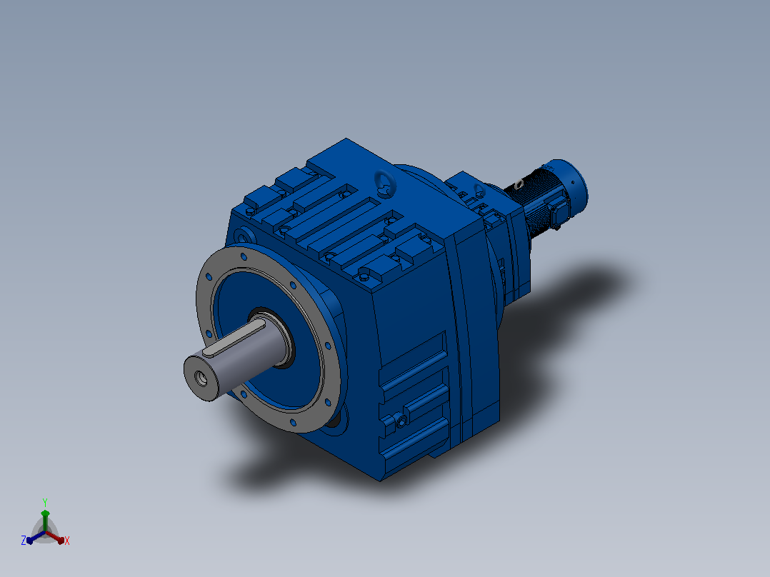 RF147R77法兰轴伸式组合型斜齿轮减速机RF147R77-Y0.18-4P-63-M1-0°-Φ550正等轴测图