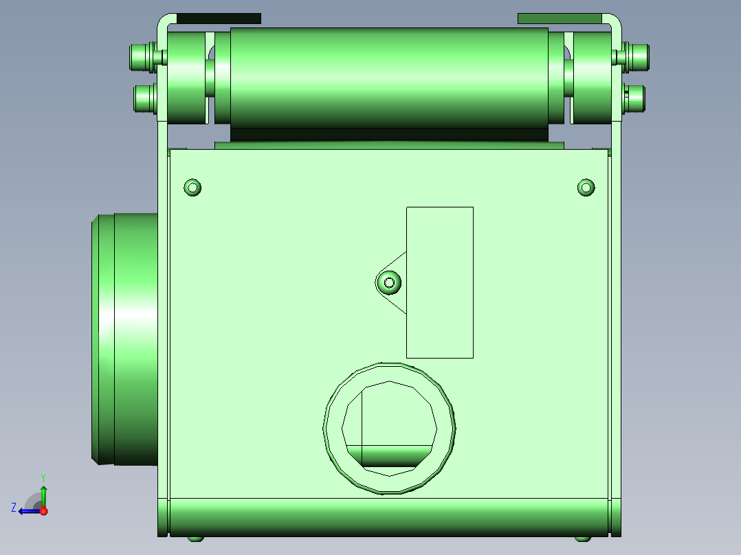 直行高度不同输送机间的喷射后视图
