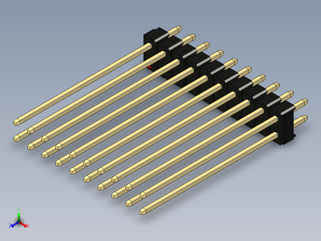 彩色公头100mil（2.54mm）系列-DS1021_black_2x10p_100mil_Type43_rev1.0主视图