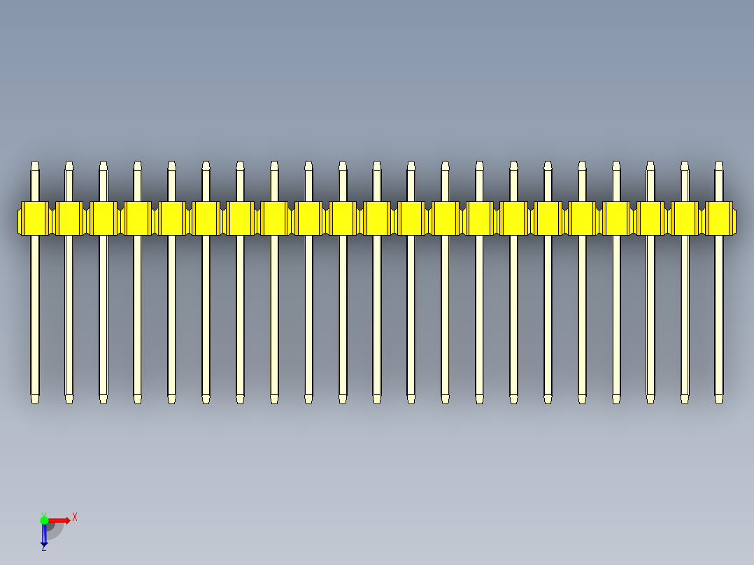 彩色公头100mil（2.54mm）系列-DS1021_yellow_2x21p_100mil_Type5_rev1.0俯视图