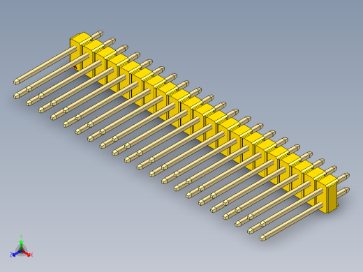 彩色公头100mil（2.54mm）系列-DS1021_yellow_2x21p_100mil_Type5_rev1.0正等轴测缩略图