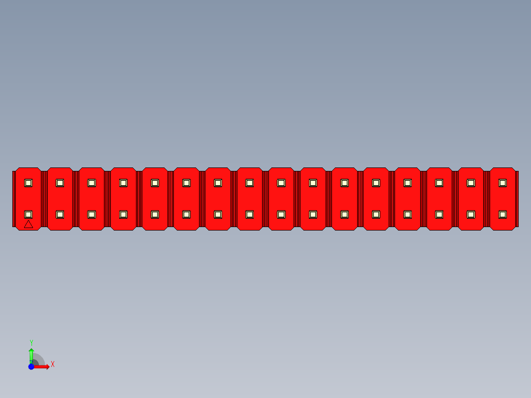 彩色公头100mil（2.54mm）系列-DS1021_red_2x16p_100mil_Type1_rev1.0前视图