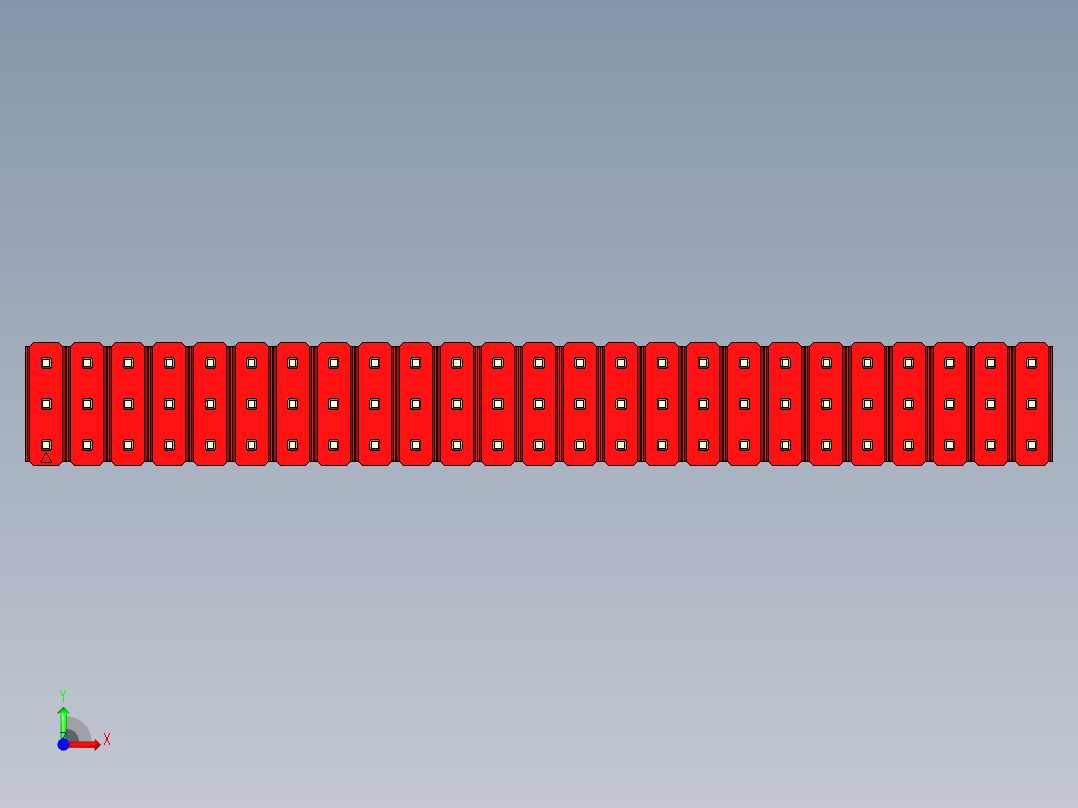 彩色公头100mil（2.54mm）系列-DS1021_red_3x25p_100mil_Type5_rev1.0前视图