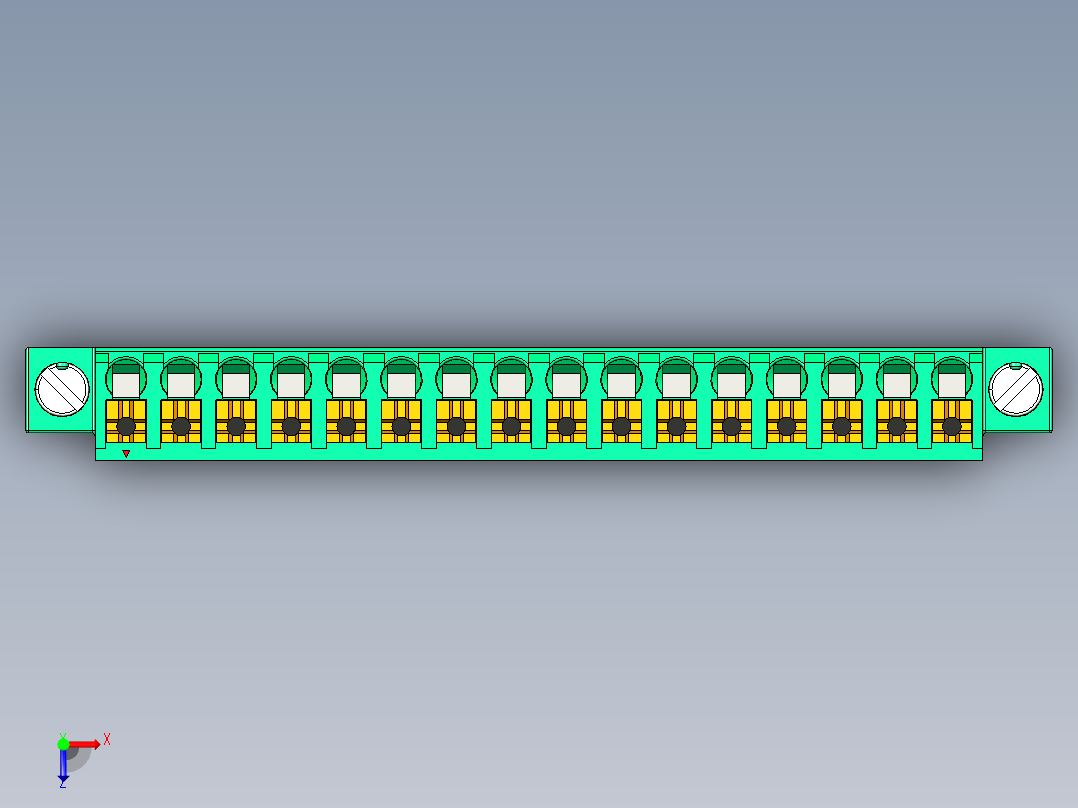 DEGSON 15EDG（公头） 3.81mm 螺钉锁紧，插拔式接线端子 FullPack-15EDGKNM-3.81-16P-14-00AH俯视图