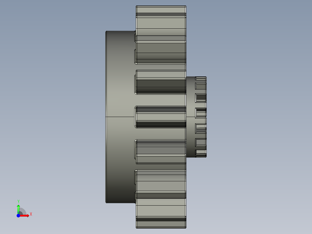 6542 OldDkGrey Technic Gear 16 Tooth with Clutch.STEP前视图