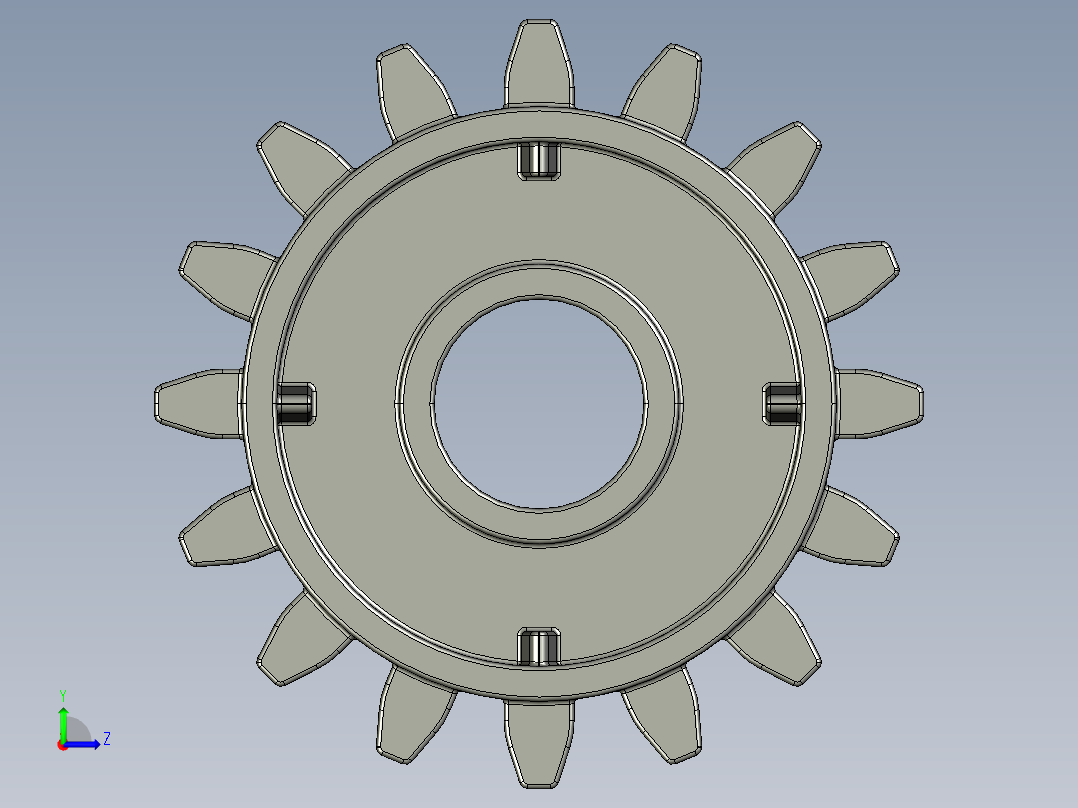 6542 OldDkGrey Technic Gear 16 Tooth with Clutch.STEP左视图