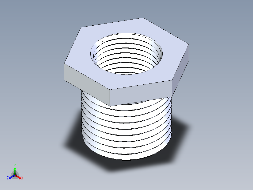 CPVC管件18-Sch80_ReducerBushing_MPTxFPT_9839-073_0.5in x 0.375in正等轴测图