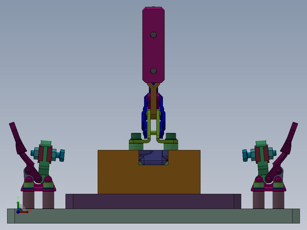 工件夹紧夹具前视图