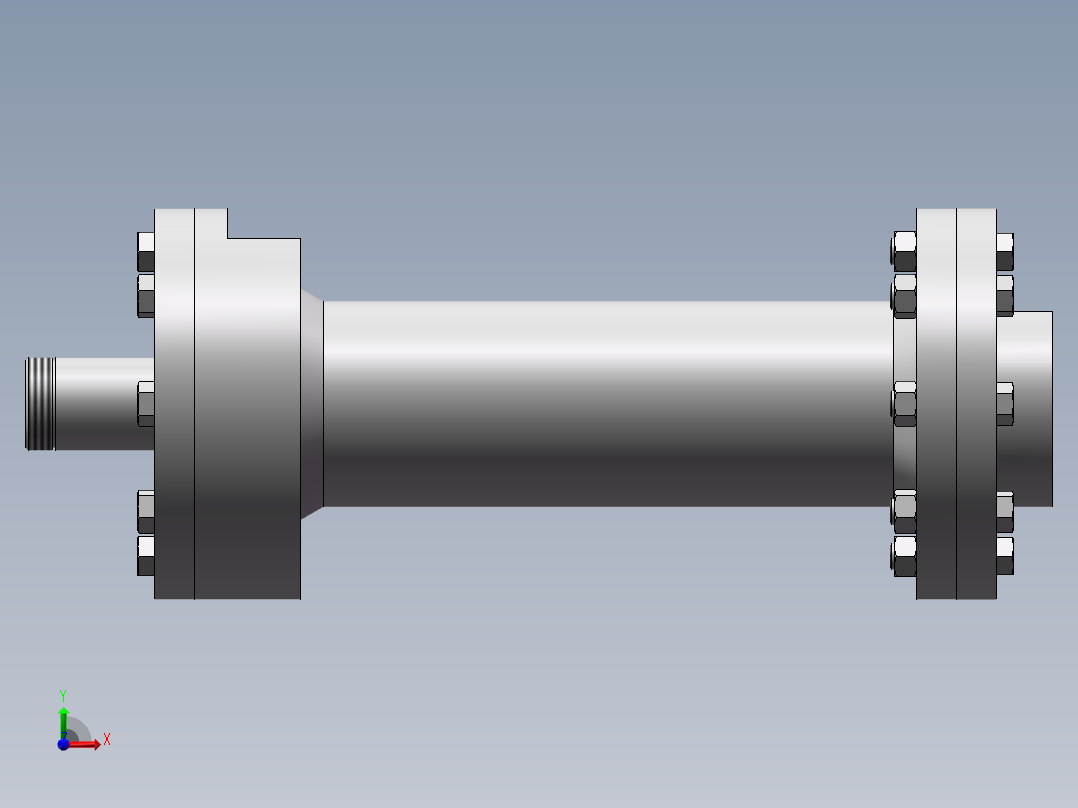 液压缸模型与CAD前视图