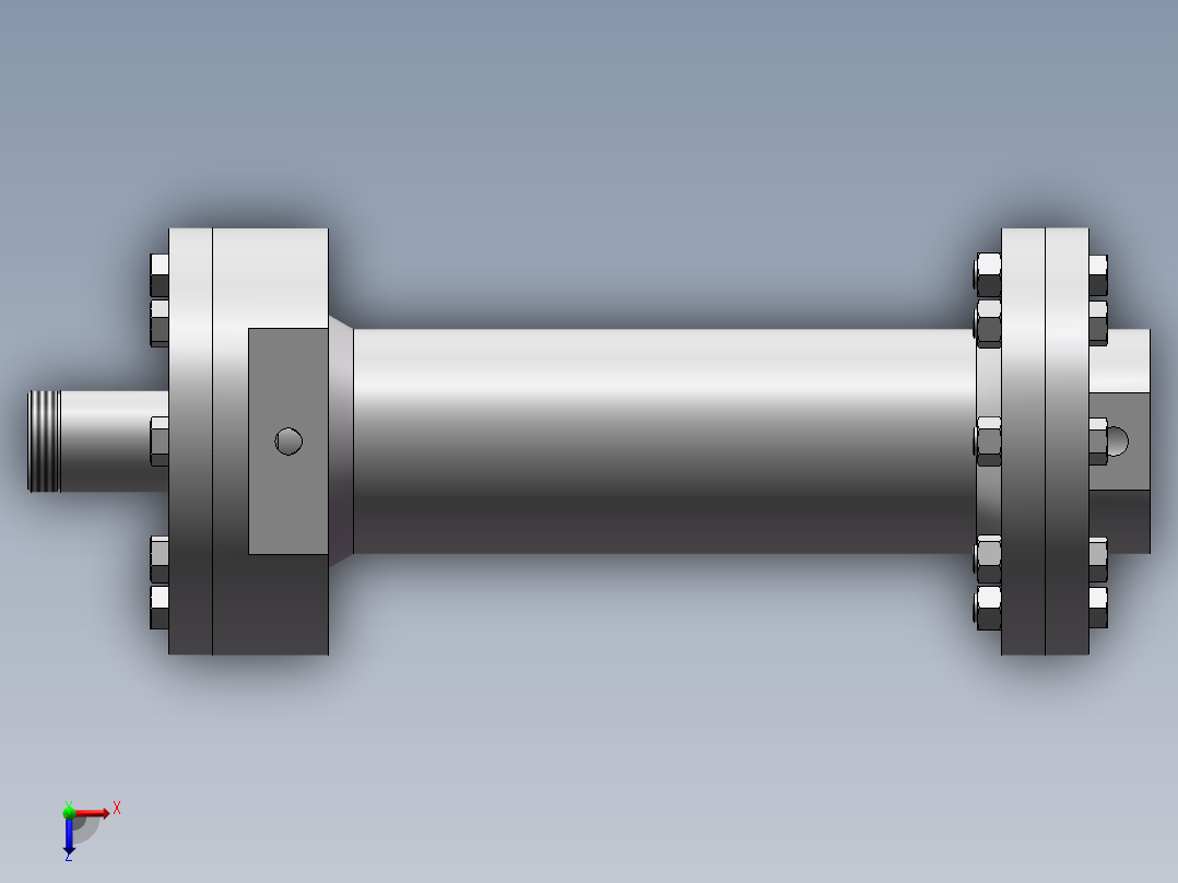 液压缸模型与CAD俯视图