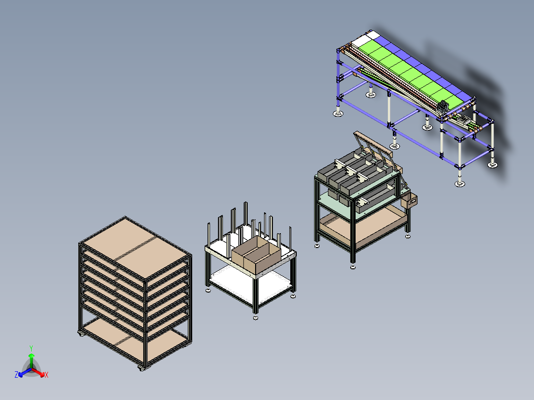 工厂四款常用型货架三维设计主视图