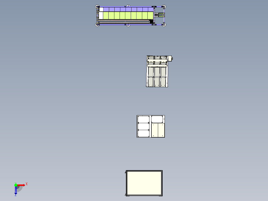 工厂四款常用型货架三维设计俯视图