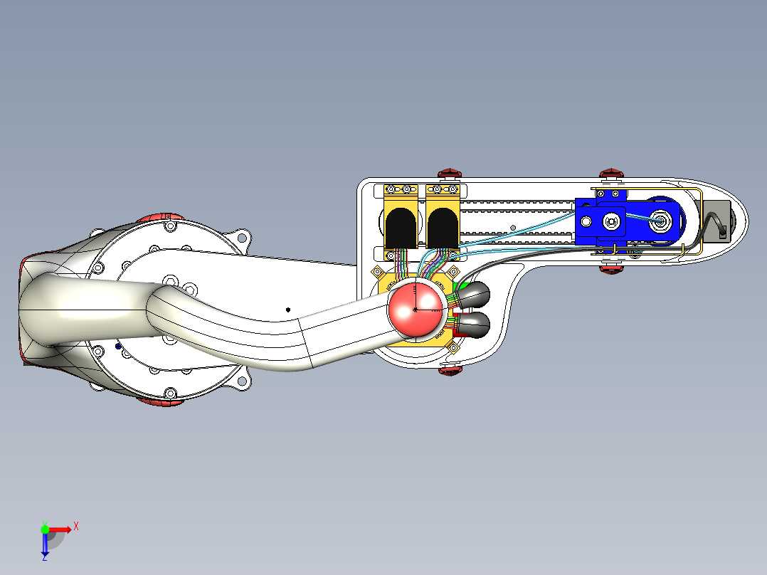 圆柱坐标型工业机器手臂俯视图
