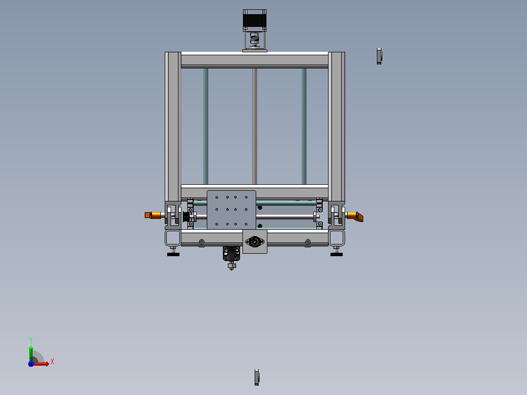 可折叠3D打印机三维SW+二维CAD前视图