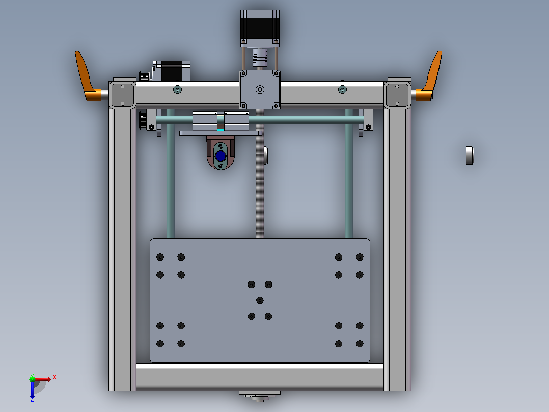 可折叠3D打印机三维SW+二维CAD俯视图