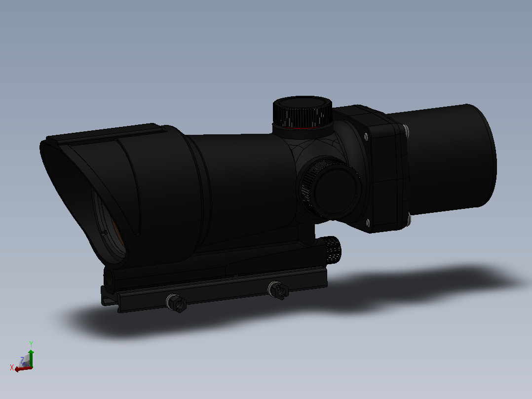 solidworks长筒型单筒望远镜设计主视图
